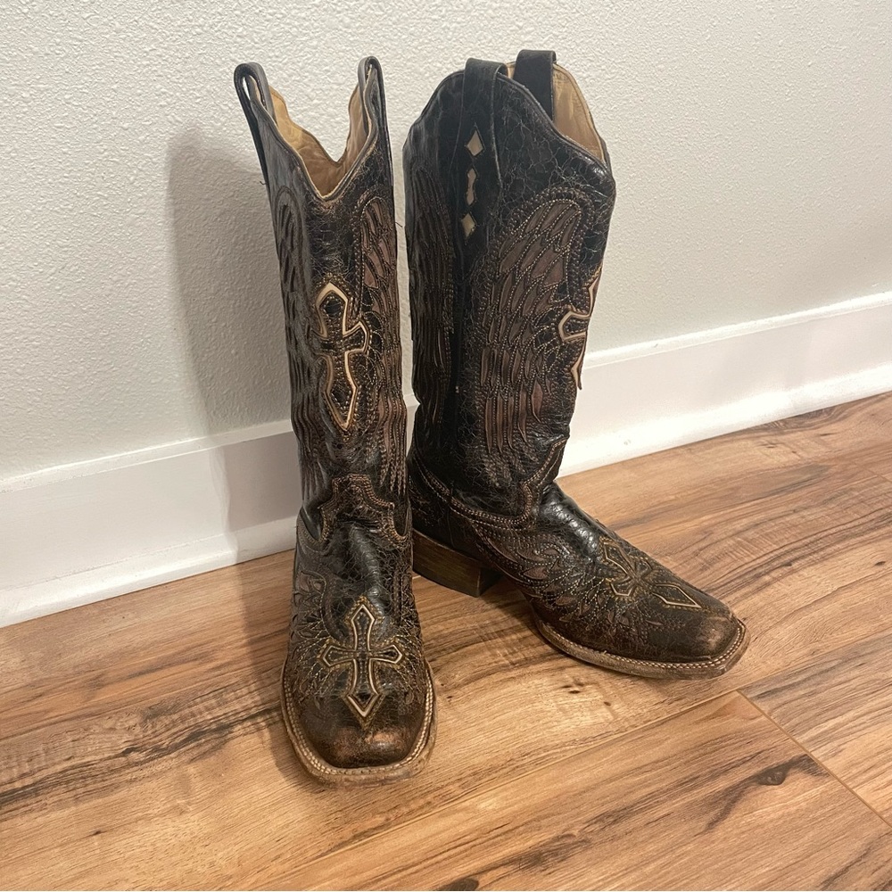 Corral black and brown cross western cowboy boot 6.5